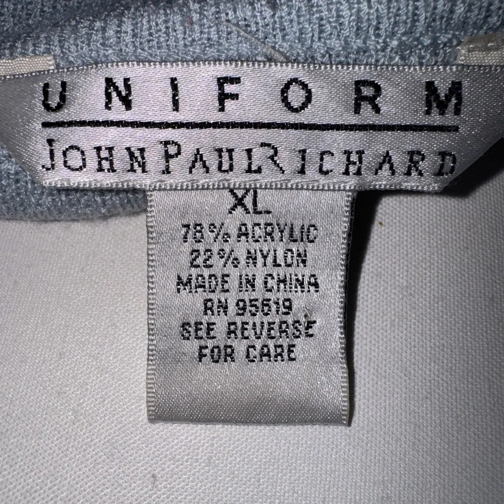 Vtg John Paul Richard Uniform Blue‎ Knit Cardigan Shell Set XL Coquette Coastal